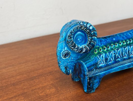 Mid-Century Italian Rimini Blu Pottery Ram Figurine attributed to Aldo Londi for Bitossi, 1960s-UAH-2020646