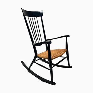 Mid-Century Italian Rocking Chair in Black Lacquered Wood by Paolo Buffa, 1950s-KKZ-1814298