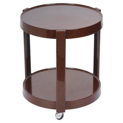 Mid-Century Italian Round Brown Plastic Bar Cart with Two Shelves, 1970s-JDR-1166915