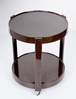 Mid-Century Italian Round Brown Plastic Bar Cart with Two Shelves, 1970s-JDR-1166915