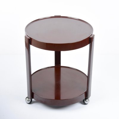 Mid-Century Italian Round Brown Plastic Bar Cart with Two Shelves, 1970s-JDR-1166915