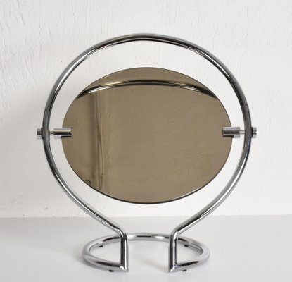 Mid-Century Italian Round Double Sided Chromed Steel Dressing Mirror, 1970s-JDR-1126152