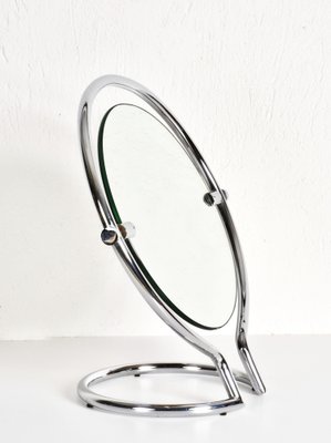 Mid-Century Italian Round Double Sided Chromed Steel Dressing Mirror, 1970s-JDR-1126152