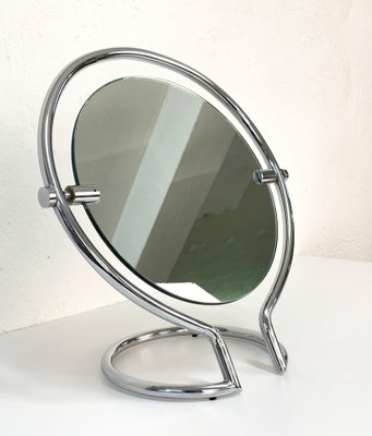 Mid-Century Italian Round Double Sided Chromed Steel Dressing Mirror, 1970s-JDR-1126152