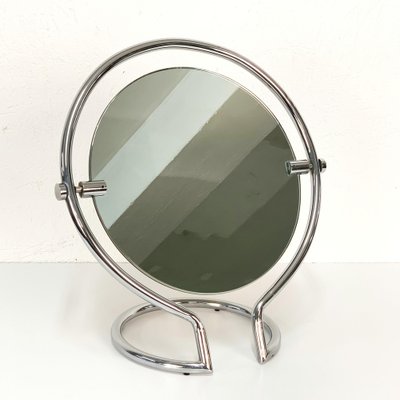 Mid-Century Italian Round Double Sided Chromed Steel Dressing Mirror, 1970s-JDR-1126152