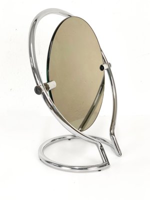 Mid-Century Italian Round Double Sided Chromed Steel Dressing Mirror, 1970s-JDR-1126152