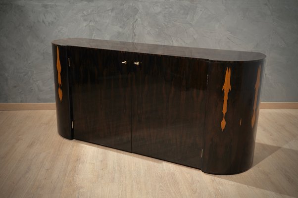 Mid-Century Italian Round Ebony Wood School Sideboard, 1980s-UH-1143966