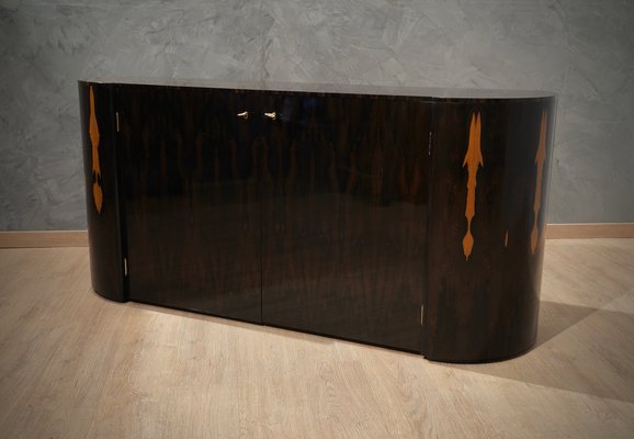 Mid-Century Italian Round Ebony Wood School Sideboard, 1980s-UH-1143966