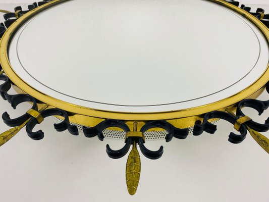 Mid-Century Italian Round Illuminated Brass Wall Mirror, Italy, 1960s-PUK-839034