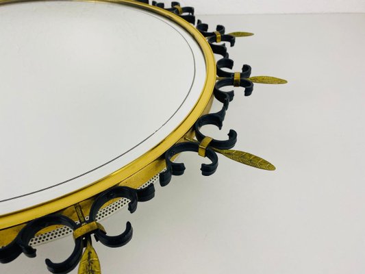 Mid-Century Italian Round Illuminated Brass Wall Mirror, Italy, 1960s-PUK-839034