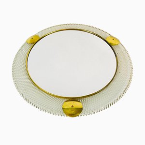 Mid-Century Italian Round Metal and Brass Mirror, 1960s-PUK-555410