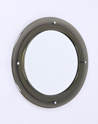 Mid-Century Italian Round Mirror with Beveled Smoked Glass attributed to Sena Cristal, 1970s-JDR-1736588