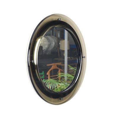 Mid-Century Italian Round Mirror with Beveled Smoked Glass attributed to Sena Cristal, 1970s-JDR-1736588