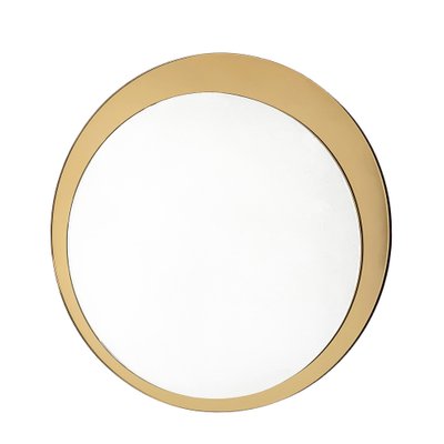 Mid-Century Italian Round Mirror with Double Brassed Gold Frame by Galimberti Lino, 1975-JDR-1126112