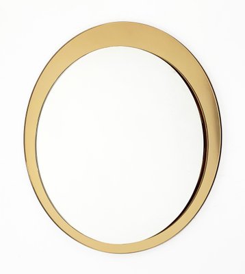 Mid-Century Italian Round Mirror with Double Brassed Gold Frame by Galimberti Lino, 1975-JDR-1126112