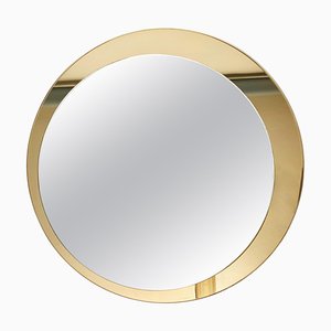 Mid-Century Italian Round Mirror with Double Brassed Gold Frame by Galimberti Lino, 1975-JDR-1126112