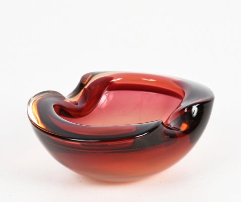 Mid-Century Italian Ruby Red Murano Sommerso Glass Bowl or Ashtray, 1960s-JDR-1125845