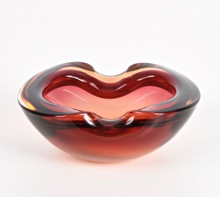 Mid-Century Italian Ruby Red Murano Sommerso Glass Bowl or Ashtray, 1960s-JDR-1125845