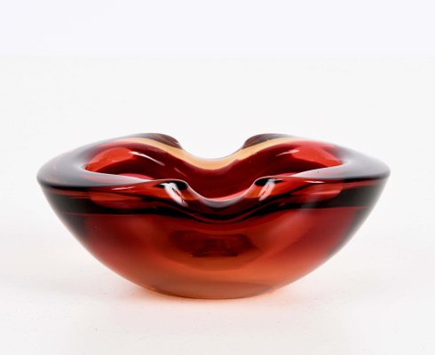 Mid-Century Italian Ruby Red Murano Sommerso Glass Bowl or Ashtray, 1960s-JDR-1125845