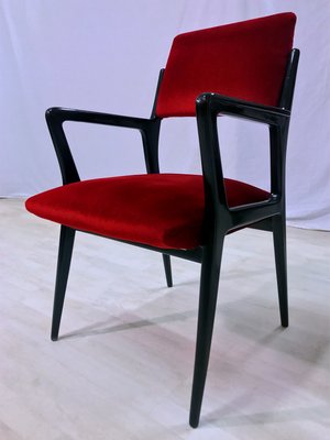 Mid-Century Italian Scarlet Red Velvet Armchairs, 1950s, Set of 2-MTX-1118653