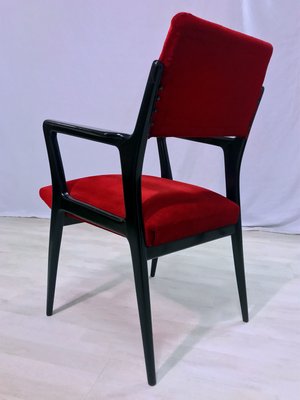 Mid-Century Italian Scarlet Red Velvet Armchairs, 1950s, Set of 2-MTX-1118653