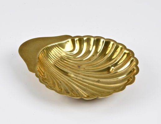 Mid-Century Italian Shell-Shaped Brass Bowl by Renzo Cassetti, 1960s-JDR-1779820