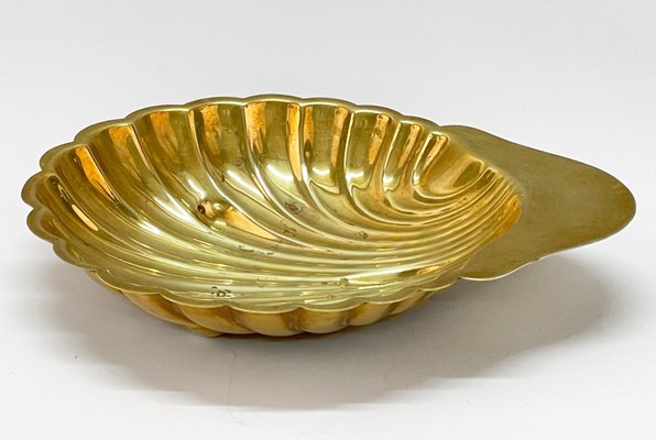 Mid-Century Italian Shell-Shaped Brass Bowl by Renzo Cassetti, 1960s-JDR-1779820