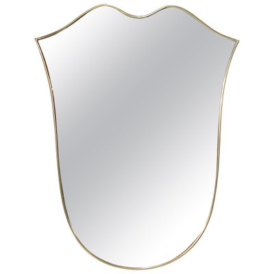 Mid-Century Italian Shield Shaped Brass Mirror by Gio Ponti, 1961-JDR-1126169