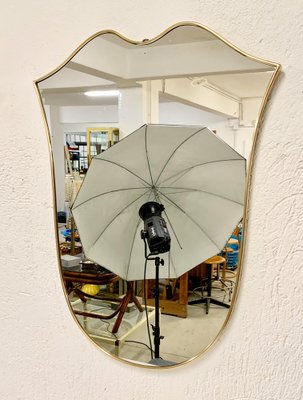 Mid-Century Italian Shield Shaped Brass Mirror by Gio Ponti, 1961-JDR-1126169