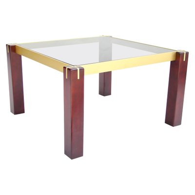 Mid-Century Italian Side Table with Brass Bars and Smoked Glass, 1960-TQA-1322077