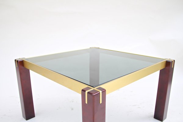 Mid-Century Italian Side Table with Brass Bars and Smoked Glass, 1960-TQA-1322077