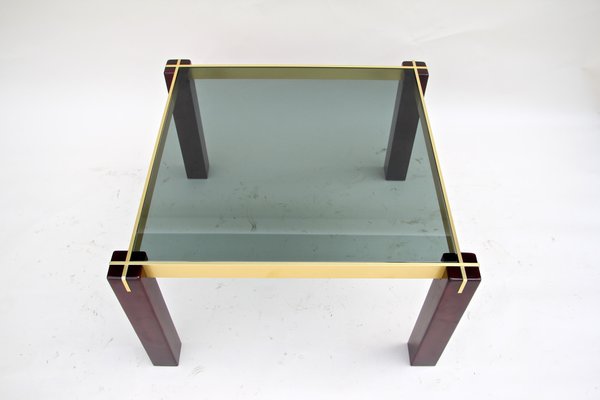 Mid-Century Italian Side Table with Brass Bars and Smoked Glass, 1960-TQA-1322077