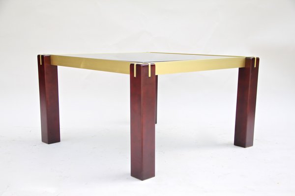 Mid-Century Italian Side Table with Brass Bars and Smoked Glass, 1960-TQA-1322077