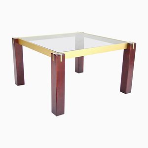 Mid-Century Italian Side Table with Brass Bars and Smoked Glass, 1960-TQA-1322077