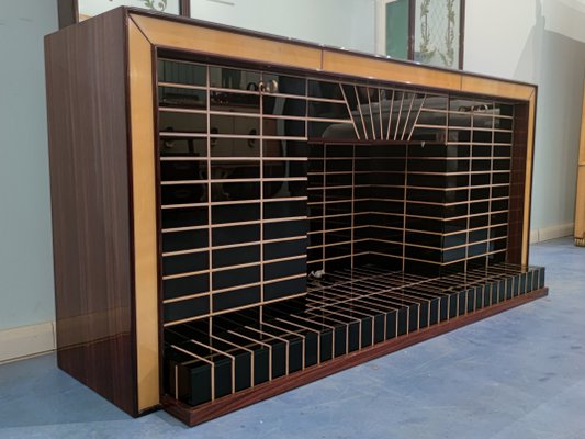 Mid-Century Italian Sideboard or Bar Cabinet with Mirror by Luigi Brusotti, 1940s-MTX-988606