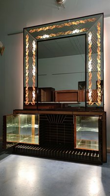 Mid-Century Italian Sideboard or Bar Cabinet with Mirror by Luigi Brusotti, 1940s-MTX-988606