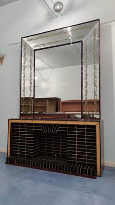 Mid-Century Italian Sideboard or Bar Cabinet with Mirror by Luigi Brusotti, 1940s-MTX-988606