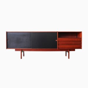 Mid-Century Italian Sideboard or Chest of Drawers with Sliding Black Laminated Doors from Saporiti Italia-HZ-1078401