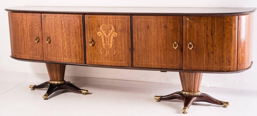 Mid-Century Italian Sideboard with Mirror Attributed to Paolo Buffa, 1950s, Set of 2-MBH-1032594