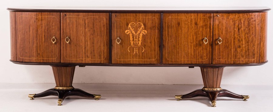 Mid-Century Italian Sideboard with Mirror Attributed to Paolo Buffa, 1950s, Set of 2-MBH-1032594