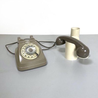 Mid-Century Italian Sip Telephone with Handset Holder Music Box from Siemens, 1960s, Set of 2-GDD-1783849