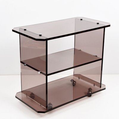 Mid-Century Italian Smoked Acrylic Glass Serving Trolley, 1980s-JDR-1125933