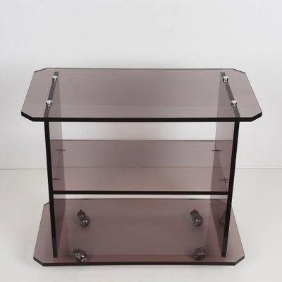 Mid-Century Italian Smoked Acrylic Glass Serving Trolley, 1980s-JDR-1125933