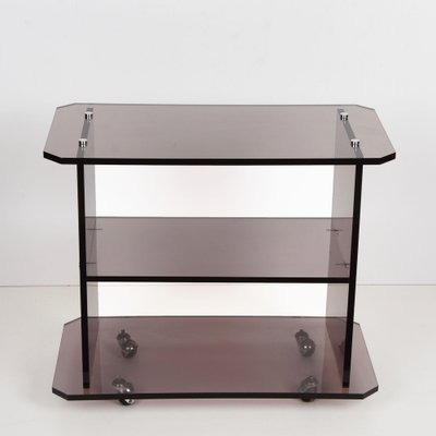 Mid-Century Italian Smoked Acrylic Glass Serving Trolley, 1980s-JDR-1125933