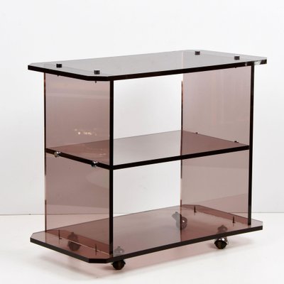 Mid-Century Italian Smoked Acrylic Glass Serving Trolley, 1980s-JDR-1125933