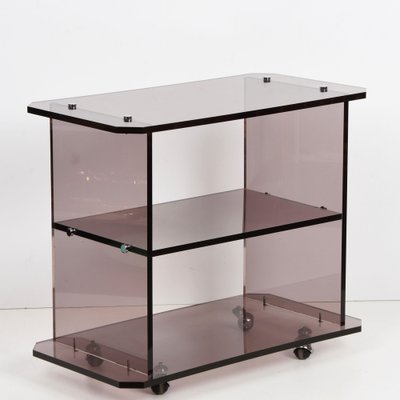 Mid-Century Italian Smoked Acrylic Glass Serving Trolley, 1980s-JDR-1125933