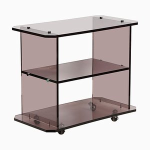 Mid-Century Italian Smoked Acrylic Glass Serving Trolley, 1980s-JDR-1125933