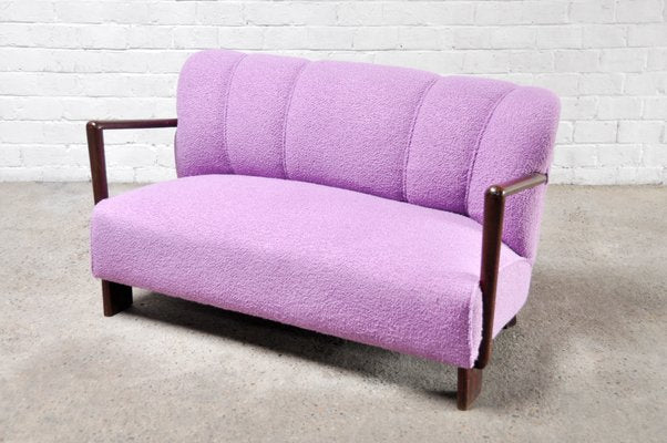 Mid-Century Italian Sofa in Purple Bouclé Wool, 1950s-WUY-1075303