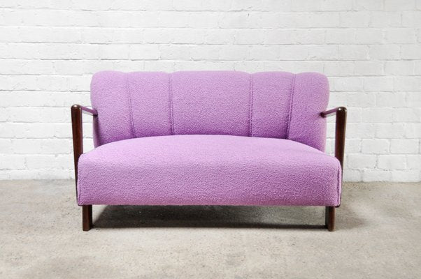 Mid-Century Italian Sofa in Purple Bouclé Wool, 1950s-WUY-1075303