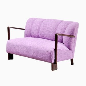 Mid-Century Italian Sofa in Purple Bouclé Wool, 1950s-WUY-1075303